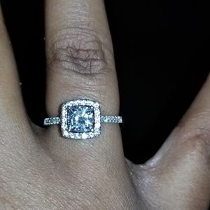 14k White Gold halo engagement ring